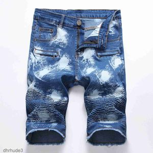 Kausale Männer verzweifelt zerrissene Denim -Shorts Jeans dünne Schlanke Summer Stretch Hip Hop Streetwear 6820 YDW9