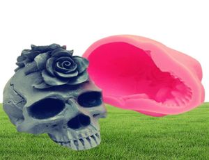 3D rose skull silicone mold fondant cake resin plaster chocolate candle candy T2007033830186