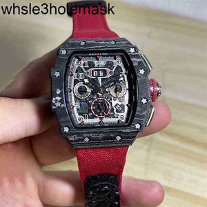 Titta på datum Hongle Carbon Richardmill Fiber Machine Mens Black Technology Luxury Meter Magic Samma hand RMS056