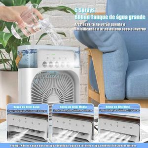 Elektriska fläktar Portabla luftfuktare Fan Air Cooler Fan Electric Air Conditioners Hushållen liten luftkylare USB -laddningsbara mini -fläktar med LED