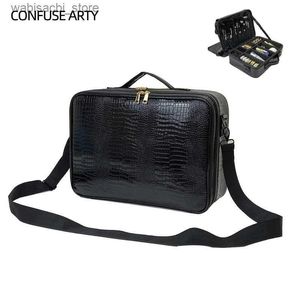 Cosmetic Bags 2021 New odile PU Leather Cosmetic Bag Professional Make Up Box Large Capacity Storage Travel Toiletry Makeup Suitcase L49