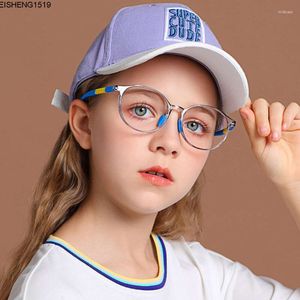 Sonnenbrille Kinder Anti-Blau-Runde Brille Rahmen Mädchen Langlebige Farbe einfacher Jungen Brillen süßer dekorativer Computer