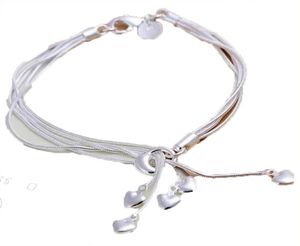 Toptan Moda Charm 925 STERLING Gümüş Muti Hat Bilekler Zincir Kalpler Kadınlar İçin Baskavaklar Pulseras de Plata 925 H0676620909