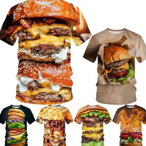 Summer Men's/Women's Funny 3D Printing T-shirt Casual Burger Pizza T-shirt Cool Street T-shirt