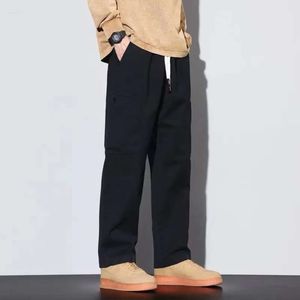 S Pants Men Elegant Fashion Haruku Slim Fit Ropa Hombre Loose Casual Cargo Sport All Match Solid Pockets Straight Cylinder Trousers lim port olid traight