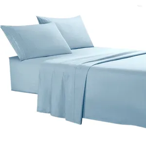 Sängkläder set ark set borstat mikrofiber djup fickan anti-rynk anti-fade antifouling hypoallergenic kung