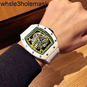 Richardmill mecânico Assista a homens de luxo lazer rms61-01 fita de caso de cerâmica branca totalmente automática Trendência Swiss Belwatches de pulso