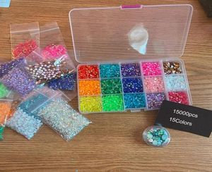 Dekoracje grafiki paznokci 1Box 3mm4mm5mm żywica Non Fixton Mix Jelly AB Color Deco Glitters Klejnoty płaskie kamienie i rhinest8964185