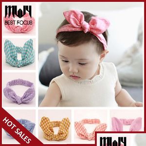 Hårklipp Barrettes Bowknot pannband Baby Söt kanin öronhuvudbanor Bomullsbarn Bow Band Fashion Accessories 100 PCS/Lot Drop Deli Dhyip