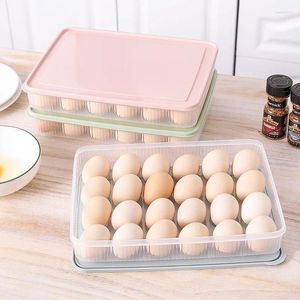Бутылки для хранения, кухонная коробка для яиц, однослойный лоток с 24 сетками и крышкой, холодильник, пылезащитный пищевой прибор