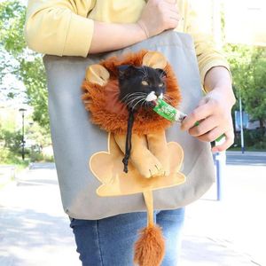 Cat Carriers Fashion Lion-shaped Shoulder Bag Breathable Can Be Exposed Pet Canvas For Cats And Dogs Tote Small P1z6