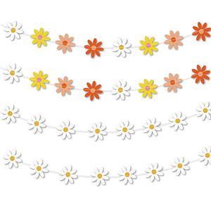 Daisy Boho Banner Party Dekorationen, Groovy Party bevorzugt White Daisy Decor Spring Blume Girlande Daisy Papierausschnitte für Innenräume