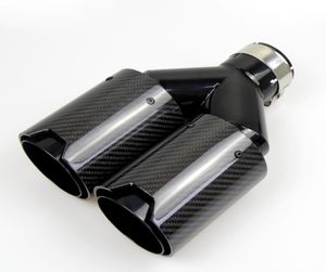 Dual Carbon Fiber Exhaust pipe Black Stainless Steel Universal End Muffler for BMW1471842