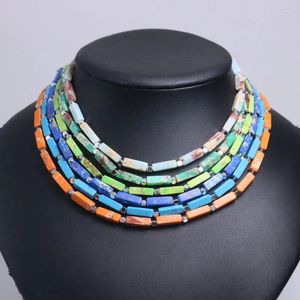 Hänge halsband Böhmen halsband för kvinnor geometri kuboid sten choker rostfritt stål kedja silver färg krage diy smycken