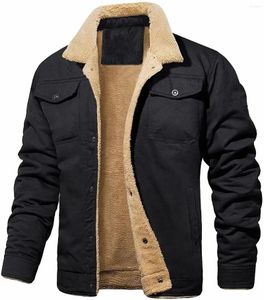 Herrenjacken Männer Mode dick war warme Parka Winterjacke windresistente lässige Outwear Mantel Mantel männlicher Fleece 4 Taschen Revers Collar Trucker