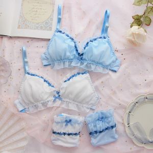 BRAS FAIRY JAPANSKA LACE BH SET Söt Student Lolita Underwear Sweet Bekväm bh Sexig plysch Emroidery Kvinnor underkläder Brifes