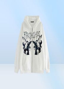 Y2k Winter Hoodies Ropa Grunge Sweatshirts Goth Tops Kleidung Vintage Ästhetik Emo Reißverschluss up Pullover Feenjacken Mantel 2112245344901