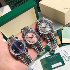 Gd Factory New Unisex Watch 36mm Purple Roman Dial 126200 126234 Rostfritt stål Jubileumsarmband 2813 Automatisk rörelse Kvinnor Diamond Watches Kalender Display