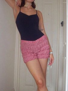 Men's Sleepwear Summer Feminino Casual Casual Shorts Y2K Elastic da cintura Bolo de borda de borda inferior Doce menina Lolita petipants