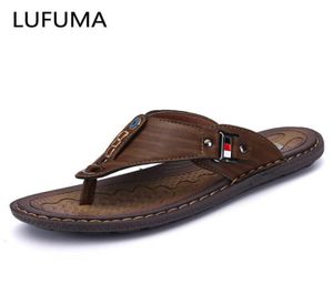 Summer Beach Men Flip Flip Flops Pu skórzane kapcie męskie mieszkania