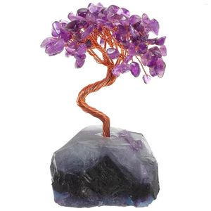 Dekorativa blommor Tree Office -borddekorationer Ametyst Crystal Ornament Stone Craft Adgnment