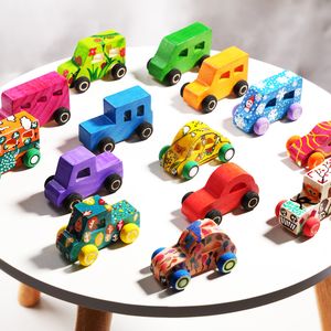 Montessori Wooden DIY Car Toys for Children Finansed Cars Model malarstwo doodle sztuka Niedokończone rzemiosło przedszkolne zabawka edukacyjna