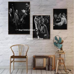 Vintage Jazz Music Jazz Club Canvas Poster Vintage Black and White Jazz Music Photos Wall Art Decor Gallery Bar Wall Decoration