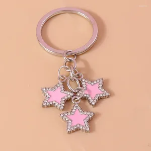 Nyckelringar söta emalj Crystal Keychain Star Key Rings Hängen för kvinnor flickhållare handväska charms diy smycken gåvor