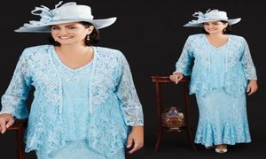 Ann Balon 2019 Mother of the Bride sukienki Pełna koronkowa V Szyjka Mother039s Suknie ślubne Plus Size Formal Wear Sukienka Mothers 5878236