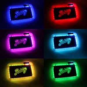 Backwoods Runtg LED Glow Tobacco Rolling Tray Party Smoking Accessories充電式カラフルなライトスクエアハーブグラインダーストレージプレートパッケージ紙ボックスギフト