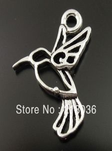 100pcs Antique Silver Hummingbird Bird Fly Charms Pingentes para jóias Fazendo descobertas Europeias Bracelets artesanato artesanato Acessor4991120