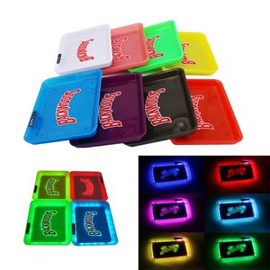 Backwoods Runtg LED GLOW Rolling Tray Party Accessories Rechargeble Colorful Light Abs Material Square Herb Tobacco Grinder förvaringsplatta Packag Paper Box Gift Gift