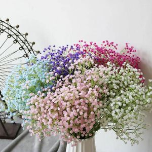 Dekoratif çiçekler 1 demet beyaz bebekler nefes yapay sahte gypsophila diy çiçek buketleri düzenleme düğün ev dekor