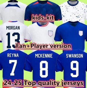 24 25 Pulisic McKennie ABD Devletleri Jersey Ertz Altidore Basın Ahşap Morgan Lloyd Camisetas 2024 2025 Amerika Futbol Gömlek Birleşik USMNT Oyuncu Erkekler Üniforma Çocuk Kiti