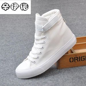 Casual Shoes Fashion High Top Sneakers Canvas Women White Flat Female Basket Lace Up Solid Trainers Chaussure Femme