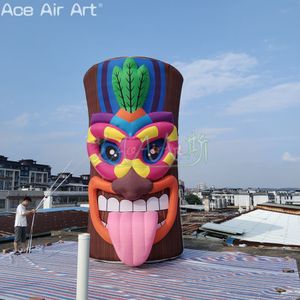 Outdoor Party Inflatable Tiki Statue Model 3D Tahitian Tree Stump with Free Blower for Holiday or Promotion