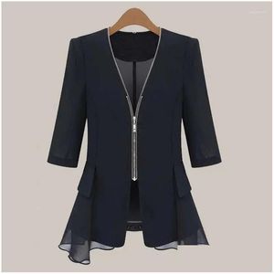 Giacca blazer blazer per blazer per donne 2024 Sumpi coreani a tre quarti di protezione da sole sottile cappotto da sole femmina donne casual tops dro otpy8