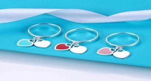 New enamelled heart ring double heart pendant women's jewelry G11303217337