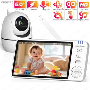 Monitora o bebê de 5 polegadas de alta definição de vídeo sem fio Monitor de bebê zoom zoom de bebê câmera e criança Bidirecionamento de áudio Visão noturna baby nannyc240412