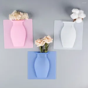 Vases Silicone Flower Vase Self Adhesion Sticky Hydroponic Plant Easy Removable Wall Hang Sticker Pot Home Decor