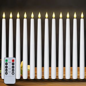 Flamelösa flimrande avsmalnande ljus utan fjärrkontrolltimer Dimmer Battery Operated Candlesticks for Christmas Wedding 240412