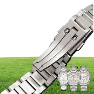 Watch Band Men 22mm Pure Solid Notch Solas de aço inoxidável Salte de faixa de relógio Band Straplets para carrera9550163