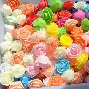 Dekorativa blommor cirka 500 st/väska 3cm mix färger mini pe skum rose blommhuvud konstgjorda handgjorda diy bröllop hem dekoration