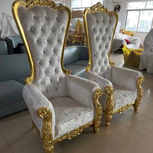 Fabricante High Back King Cadeira por atacado e cadeira de trono branco de casamento barato para decoração de casamento