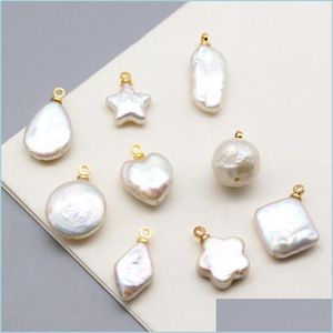 Pearl 100% de água doce natural 9 estilos barrocos de 14k pingente de ouro branco para mulheres jóias diy entrega de queda de natal de miçangas soltas dhwuh