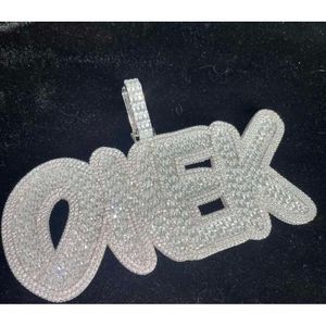 Hip-Hop Rappers Must-Have Fashionable Jewelry Progressive Unparalleled Full Moissanite Inlaid Letter Pendant Sier Material