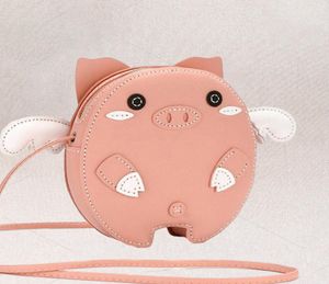 Handväska härlig baby flickor mini axelväska läder söt gris djur mynt barn små plånbok kawaii koppling prinsesse8513353