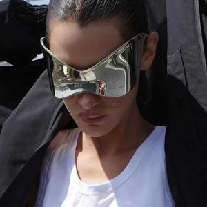 Sunglasses Oversized Futuristic Shield Sunglasses for Women Men Fashion Silver Mask Visor Sun Glasses Female Punk Y2K Eyeglasses 24412