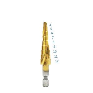 Titanbelagd metallhålskärare Kärnborrverktyg Set 4-12mm 4-20mm 4-32mm HSS Groove Step Drill Bit för träbearbetning