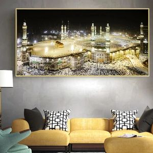 Święte miasto Mekka Islamska Święta krajobraz Muzułmański meczet Płótna Obrazy Plakaty i druku
